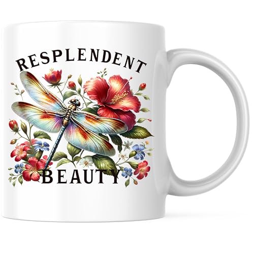 Bliss Monkey Co. Dragonfly Art Coffee Mug - Resplendent Beauty Floral Design - Nature Inspired 11 Ounce Mug - Premium Ceramic - Design Printed On Both Sides - BMCM02685