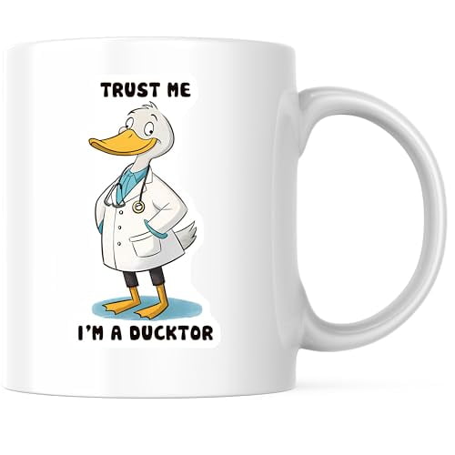 Bliss Monkey Co. Ducktor Coffee Mug - Funny Duck Doctor Mug - Novelty Animal Mug 11 Ounce - Design Printed On Both Sides - High Quality Ceramic - BMCM3317
