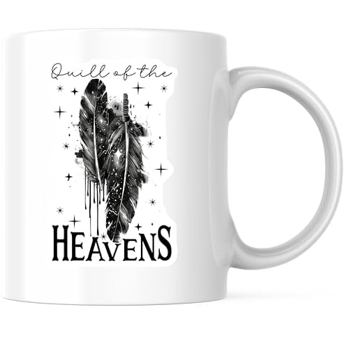 Bliss Monkey Co. Feather Quill Coffee Mug - Celestial Heavens Design Mug - Artistic Stars Mug 11 Ounce - Design Printed On Both Sides - High Quality Ceramic - BMCM3548