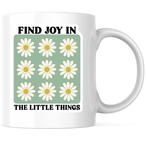 Bliss Monkey Co. Find Joy In The Little Things Coffee Mug - Positive Motivational Mug - Inspirational Quote 11 Ounce Coffee Mug - Premium Ceramic - Design Printed On Both Sides - BMCM03860