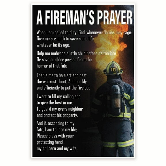 Bliss Monkey Co. A Fireman's Prayer Poster - Firefighter Wall Art - Firefighters Creed Decor - 12 x 18 Inch Poster - Unframed - Premium 100lb Gloss - Made In USA - BMCP0110