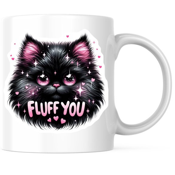 Bliss Monkey Co. Fluff You Coffee Mug - Cute Fluffy Cat Mug - Funny Sarcastic Cat Lover 11 Ounce Mug - Animal Lover Cup - Premium Ceramic - Design Printed On Both Sides - BMCM04595