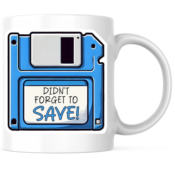 Bliss Monkey Co. Didn't Forget to Save Coffee Mug - Retro Tech Inspired Mug - Fun Computer Geek 11 Ounce Coffee Mug - Premium Ceramic - Design Printed On Both Sides - BMCM03715