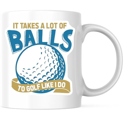 Bliss Monkey Co. Funny Golf Quote Coffee Mug - It Takes a Lot of Balls - Humorous Golf Coffee Cup - 11 Ounce Ceramic Mug for Golfers - Premium Ceramic - Design Printed On Both Sides - BMCM03680