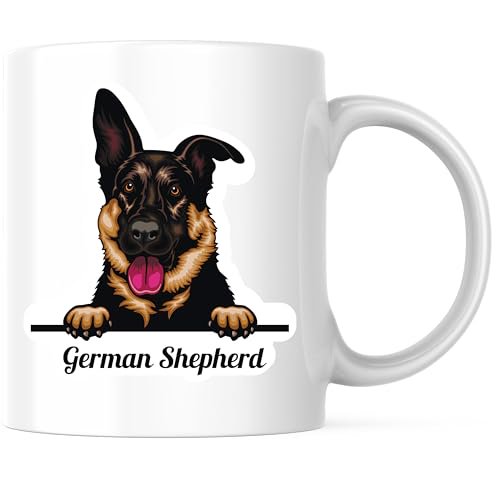 Bliss Monkey Co. German Shepherd Coffee Mug - Dog Lover's Mug - 11 Ounce Dog Themed Coffee Mug - Premium Ceramic - Design Printed On Both Sides - BMCM04215