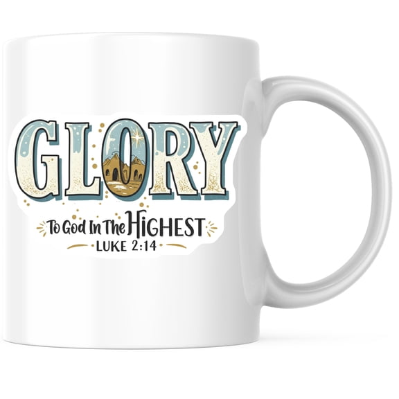 Bliss Monkey Co. Glory to God Coffee Mug - Inspirational Scripture Mug - Luke 2:14 Religious Mug - 11 Ounce Ceramic Cup - Premium Ceramic - Design Printed On Both Sides - BMCM04072