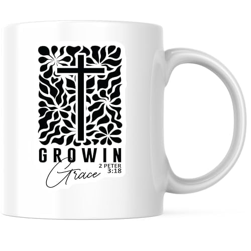 Bliss Monkey Co. Grow In Grace Coffee Mug - Religious Coffee Mug - Christian Gift 11 Ounce Mug - Design Printed On Both Sides - High Quality Ceramic - BMCM3061