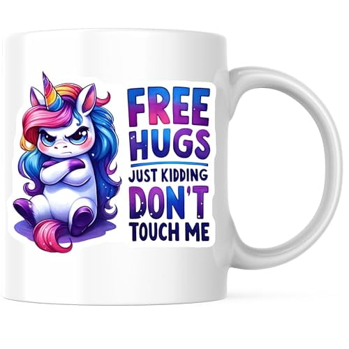 Bliss Monkey Co. Grumpy Unicorn Coffee Mug - Funny Don't Touch Me Mug - Sarcastic Novelty Mug 11 Ounce - Design Printed On Both Sides - High Quality Ceramic - BMCM3340