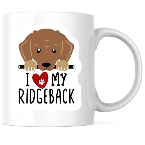 Bliss Monkey Co. I Love My Ridgeback Coffee Mug - Cute Dog Design - 11 Ounce Ceramic Cup - Premium Ceramic - Design Printed On Both Sides - BMCM04295