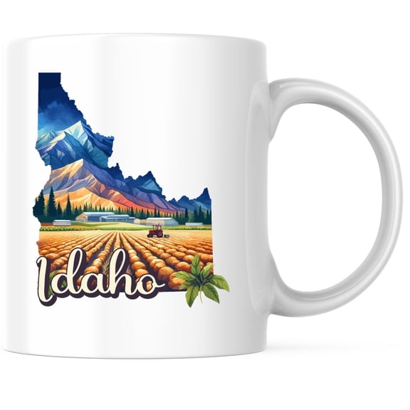 Bliss Monkey Co. Idaho State Shape Coffee Mug - ID State Mug - Choose From 50 States - 11 Ounce Coffee Mug - Design Printed On Both Sides - Glossy Ceramic - Microwave & Dishwasher Safe - BMCM01248