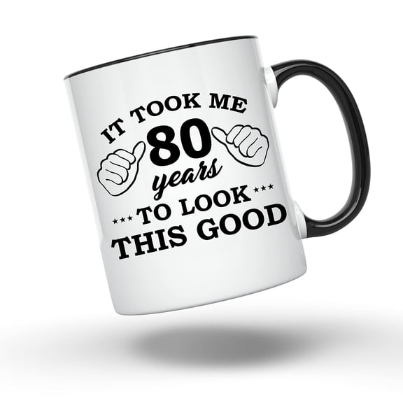 Bliss Monkey Co. It Took Me 80 Years to Look This Good - Funny Birthday Coffee Cup - 80th Birthday Gift - 11 Ounce Coffee Mug - BMCM00034 (80th)