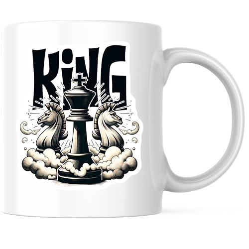 Bliss Monkey Co. King Chess Piece Coffee Mug - Strategy Board Game Cup - Novelty Gift Idea 11 Ounce Coffee Mugs - Design Printed On Both Sides - High Quality Ceramic - BMCM3182