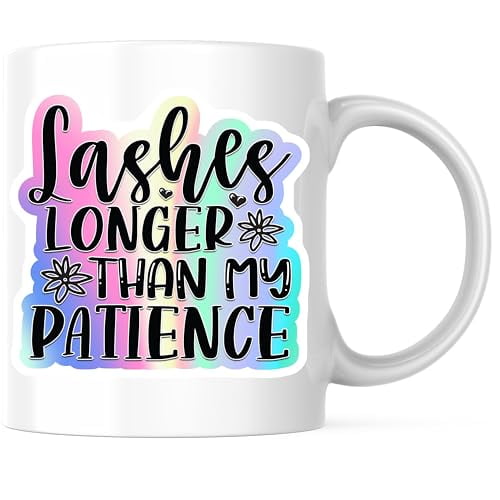 Bliss Monkey Co. Lashes Longer Than My Patience Coffee Mug - Funny Sassy Quote - Colorful 11 Ounce Ceramic Cup - Premium Ceramic - Design Printed On Both Sides - BMCM04122