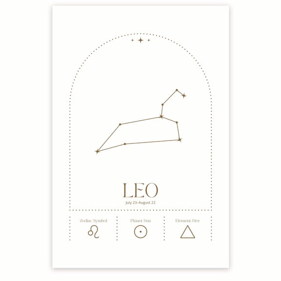 Bliss Monkey Co. Leo Zodiac Star Sign Poster - Astrology Astrological Sign Symbol for Leo Star Sign Poster- 12 x 18 Inch Poster - Unframed - Premium 100lb Gloss - Made In USA - BMCP0209