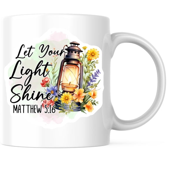 Bliss Monkey Co. Let Your Light Shine Coffee Mug - Inspirational Matthew 5 16 Mug - 11 Ounce Ceramic Cup - Premium Ceramic - Design Printed On Both Sides - BMCM04308
