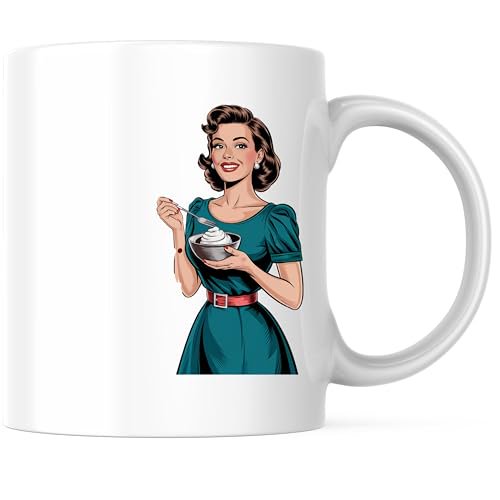 Bliss Monkey Co. Life is Better with Frosting and Cupcakes Coffee Mug - Retro Style Baking Mug - 11 Ounce Ceramic Cup - Premium Ceramic - Design Printed On Both Sides - BMCM02941