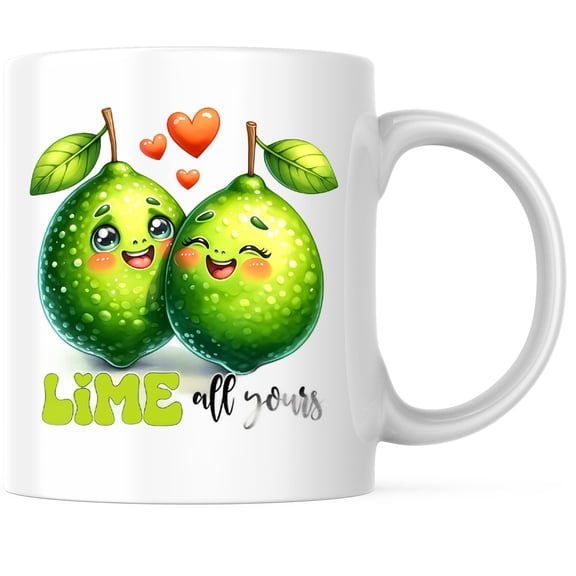 Bliss Monkey Co. Lime All Yours Coffee Mug - Cute Punny Funny Jokes - 11 Ounce Coffee Mug - Microwave & Dishwasher Safe - White Handle & Interior - Printed On Both Sides - BMCM01067