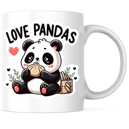 Bliss Monkey Co. Love Pandas Coffee Mug - Cute Panda Mug - Animal Lover - Zoo Keeper - 11 Ounce Coffee Mug - Design Printed On Both Sides - Glossy Ceramic - Microwave & Dishwasher Safe - BMCM01350
