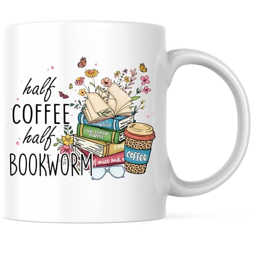 Bliss Monkey Co. Mid Century Modern Coffee Mug - Book Lover Mug - 11 Ounce Ceramic Tea Cup - Premium Ceramic - Design Printed On Both Sides - BMCM02877
