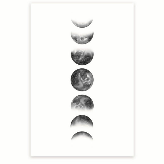 Bliss Monkey Co. Moon Phases Poster - Cool Moon Phase Diagram - Celestial Decor - Lunar Phase Chart - 12 x 18 Inch Poster - Unframed - Premium 100lb Gloss - Made In USA - BMCP0339
