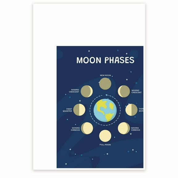 Bliss Monkey Co. Moon Phases Poster - Moon Educational Poster - Science Classroom Poster - Science Class Decor Wall Art - 12 x 18 Inch Poster - Unframed - Premium 100lb Gloss - Made In USA - BMCP0178