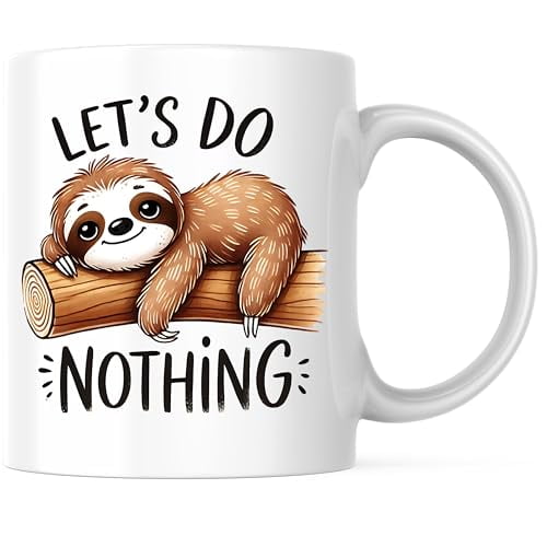 Bliss Monkey Co. Let's Do Nothing Sloth Coffee Mug - Funny Lazy Sloth Art - Cute Animal Theme 11 Ounce Coffee Mug - Premium Ceramic - Design Printed On Both Sides - BMCM02726
