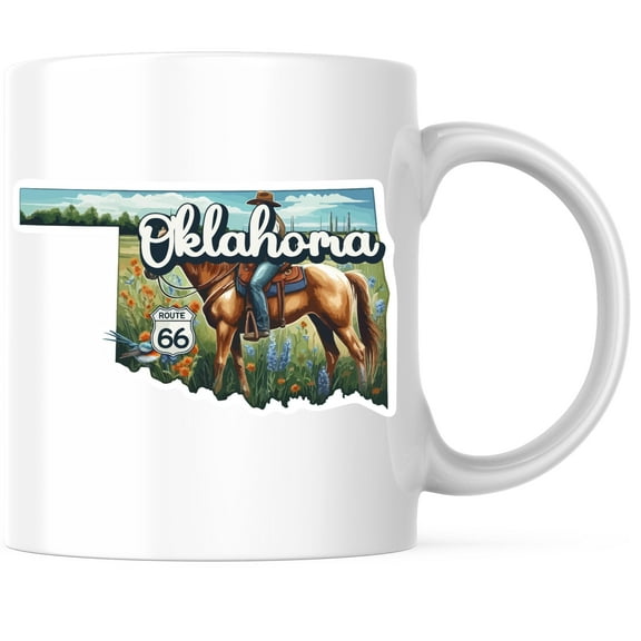 Bliss Monkey Co. Oklahoma State Shape Coffee Mug - OK State Mug - Choose From 50 States - 11 Ounce Coffee Mug - Design Printed On Both Sides - Glossy Ceramic - Microwave & Dishwasher Safe - BMCM01272