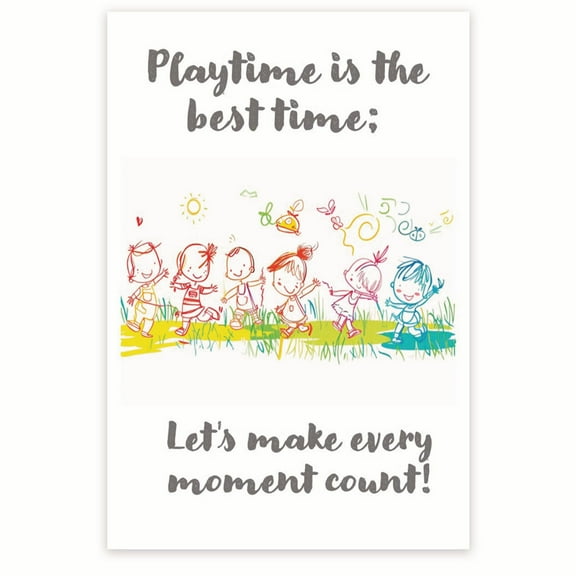Bliss Monkey Co. Playtime Is The Best Time - Fun Early Learning Resource Poster - PreK Kindergarten - 12 x 18 Inch Poster - Unframed - Premium 100lb Gloss - Made In USA - BMCP059