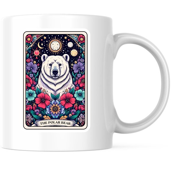 Bliss Monkey Co. The Polar Bear Coffee Mug - Vibrant Floral Design Cup - 11 Ounce Coffee Mug - Premium Ceramic - Design Printed On Both Sides - BMCM04483