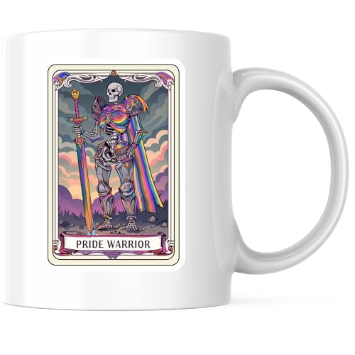 Bliss Monkey Co. Pride Warrior Coffee Mug - Skeleton Knight Design - Rainbow Armor 11 Ounce Coffee Mug - Premium Ceramic - Design Printed On Both Sides - BMCM04251