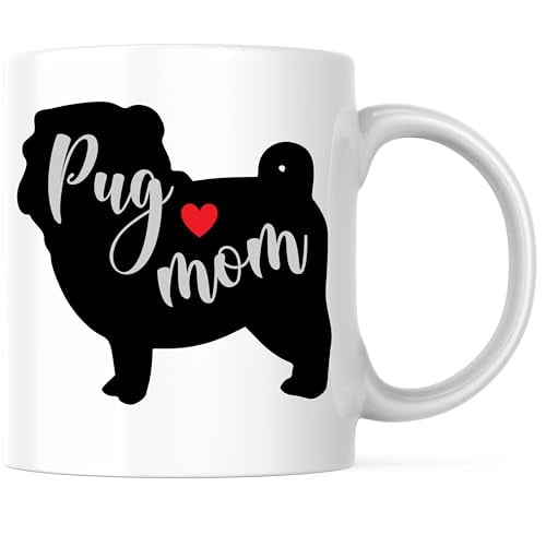 Bliss Monkey Co. Pug Mom Coffee Mug - Pug Dog Breed Coffee Mug - 11 Ounce Coffee Cup - Premium Ceramic - Design Printed On Both Sides - BMCM02516
