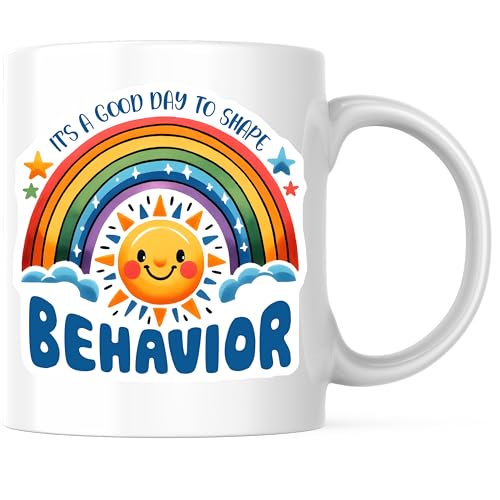 Bliss Monkey Co. Rainbow Behavior Coffee Mug - Positive Message Teacher Coffee Mug - 11 Ounce Ceramic Cup - Design Printed On Both Sides - High Quality Ceramic - BMCM3170