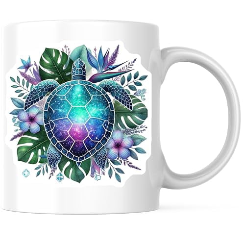 Bliss Monkey Co. Sea Turtle Coffee Mug - Colorful Turtle Art Mug - 11 Ounce Ceramic Mug - Premium Ceramic - Design Printed On Both Sides - BMCM04500