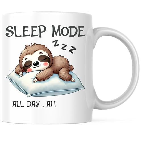 Bliss Monkey Co. Sleep Mode Sloth Coffee Mug - Cute Animal Design Mug - Cute Sloth on Pillow Mug - 11 Ounce Ceramic Cup - Premium Ceramic - Design Printed On Both Sides - BMCM02737