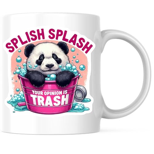 Bliss Monkey Co. Splish Splash Panda Coffee Mug - Funny Saying Coffee Mug - 11 Ounce Novelty Mug - Premium Ceramic - Design Printed On Both Sides - BMCM04579