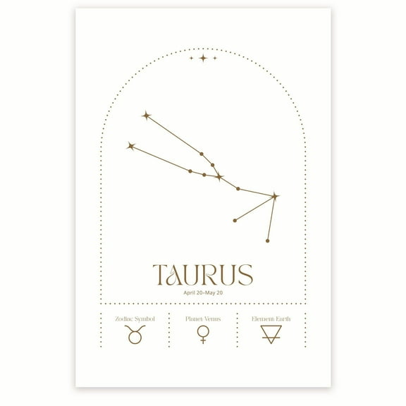 Bliss Monkey Co. Taurus Zodiac Star Sign Poster - Astrology Astrological Sign Symbol for Taurus Star Sign Poster- 12 x 18 Inch Poster - Unframed - Premium 100lb Gloss - Made In USA - BMCP0213