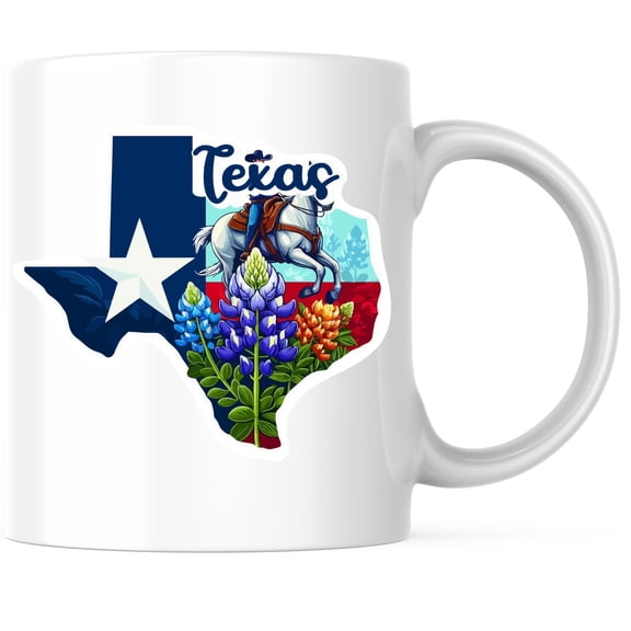 Bliss Monkey Co. Texas State Shape Coffee Mug - TX State Mug - Choose From 50 States - 11 Ounce Coffee Mug - Design Printed On Both Sides - Glossy Ceramic - Microwave & Dishwasher Safe - BMCM01285