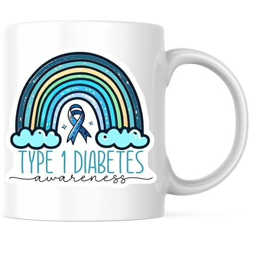 Bliss Monkey Co. Type 1 Diabetes Awareness Coffee Mug - Rainbow Design - 11 Ounce Ceramic Cup - Premium Ceramic - Design Printed On Both Sides - BMCM03817