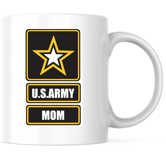 Bliss Monkey Co. US Army Mom Coffee Mug - United States Army Military - 11 Ounce Coffee Mug - White Interior & Handle - Design Printed On Both Sides - Glossy Ceramic - BMCM01181