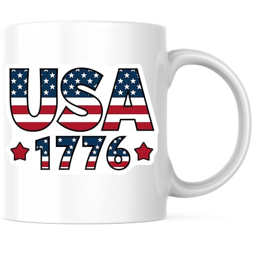 Bliss Monkey Co. USA 1776 Coffee Mug - Patriotic American Flag Mug - 11 Ounce Independence Day Mug - Premium Ceramic - Design Printed On Both Sides - BMCM03886