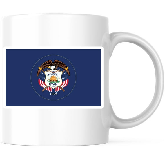 Bliss Monkey Co. Utah State Flag Coffee Mug - UT State Flag Mug - Choose from 50 States - 11 Ounce Coffee Mug - Design Printed On Both Sides - Glossy Ceramic - Microwave & Dishwasher Safe - BMCM01330