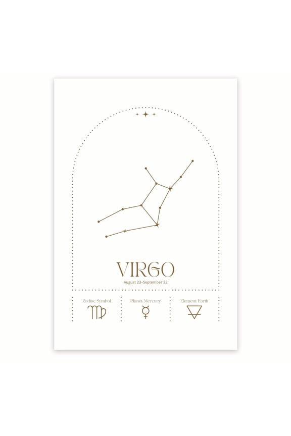 Virgo Minimalist Poster - Astrology Horoscope Zodiac Sign - Astrology Wall Art for Virgos - 12 x 18 Inch Poster - Unframed - Premium 100lb Gloss - Made In USA - BMCP0204