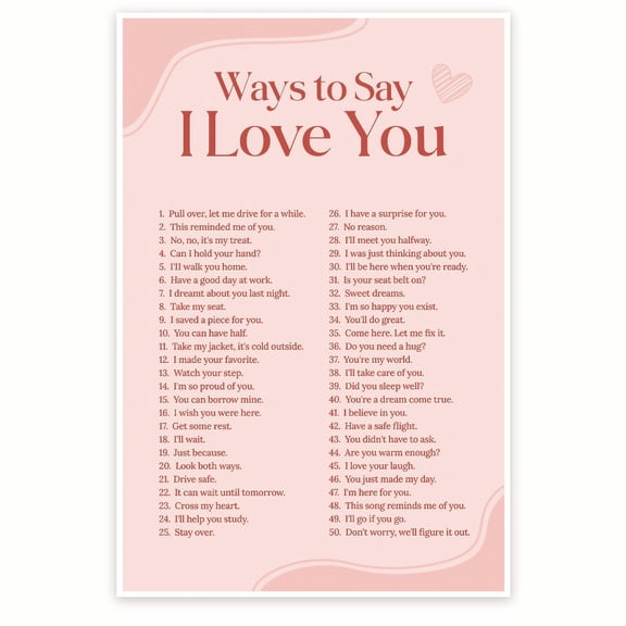 Bliss Monkey Co. Ways To Say I Love You Poster - Positive Empowering Love Inspired - Wall Art Decor- 12 x 18 Inch Poster - Unframed - Premium 100lb Gloss - Made In USA - BMCP094