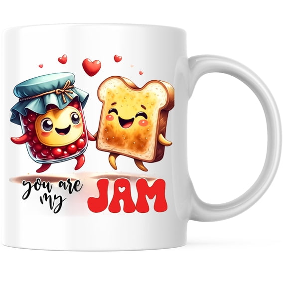 Bliss Monkey Co. You Are My Jam Coffee Mug - Funny Punny Food Jokes - Cute Puns - 11 Ounce Coffee Mug - Microwave & Dishwasher Safe - White Handle & Interior - Printed On Both Sides - BMCM01061