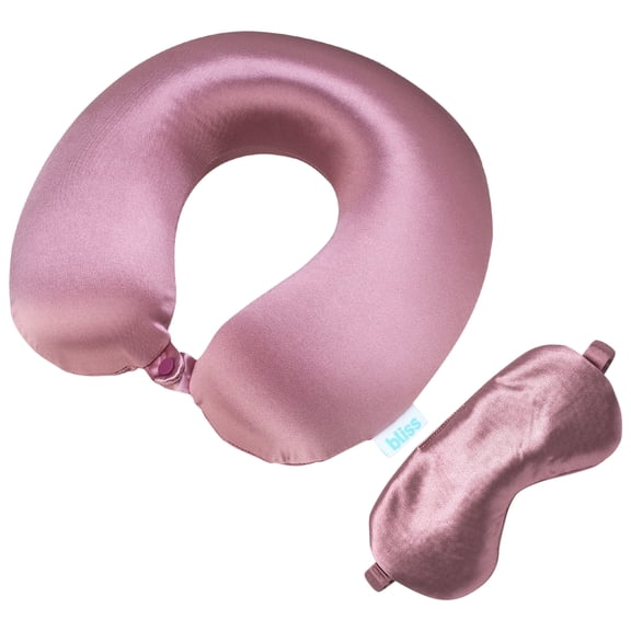 Bliss Neck Pillow Set - Lightweight U-Shaped Memory Foam Travel Neck Pillow with Matching Eye Mask