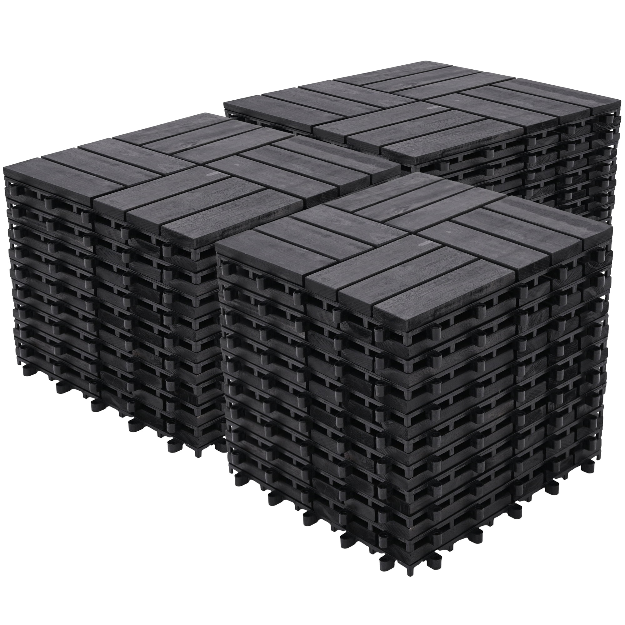 Bliss Hammocks 12-Slat Interlocking Deck Tiles - Acacia Wood - Set