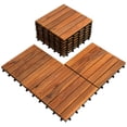 thumbnail image 1 of Bliss Outdoors Hardwood 6-Slat Interlocking Acacia Wooden Deck Tiles, Natural, Set of 10, 1 of 10