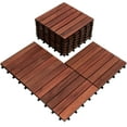 thumbnail image 1 of Bliss Outdoors Hardwood 6-Slat Interlocking Acacia Wooden Deck Tiles, Red, Set of 10, 1 of 12