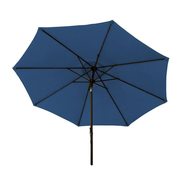 Bliss Outdoors Patio Umbrella w/ Aluminum Pole & Push Button Tilt, 9-Foot Canopy, Color Fade & Water Resistant, 1.5-in. Pole Diameter (Blue)