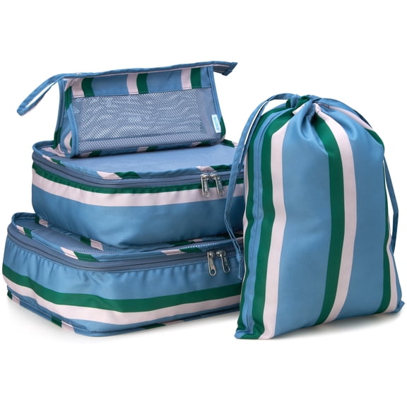 Bliss Travel Packing Cubes Zippered Compression Bags for Luggage with Laundry Bag 4-Piece Set